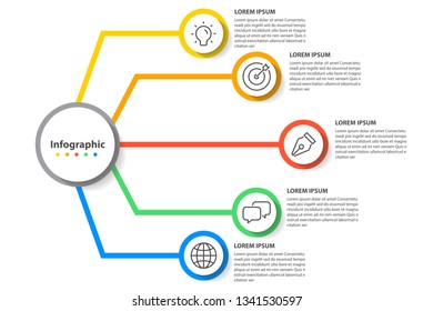 infographic 5 step presentation, infographic linear circle