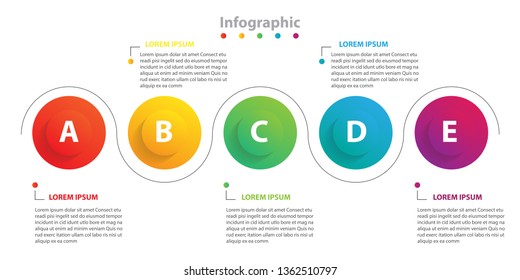 infographic 5 step presentation, infographic linear circle