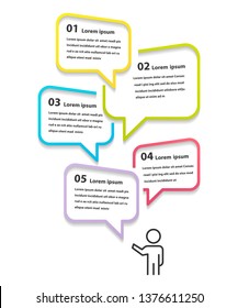 infographic 5 step presentation, infographic linear bubble