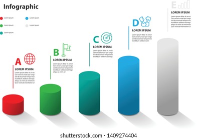 infographic 5 step presentation, infographic linear bubble