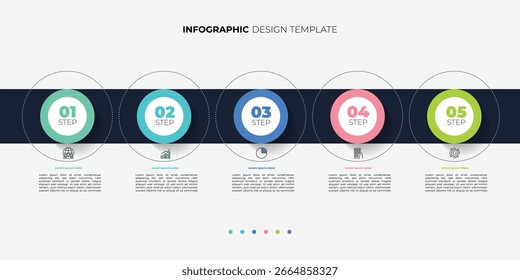infographic 5 Step timeline journey, calendar Flat simple infographics design template. presentation graph. Business concept with 5 options