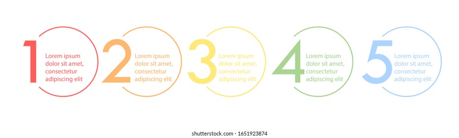 Infografik 5 Step Timeline Template. Unternehmensgrafische Elemente Nummer fünf Vektorillustration.