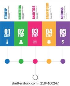 Plantilla de línea de tiempo de 5 pasos de Infografía. Elementos gráficos empresariales número cinco vector