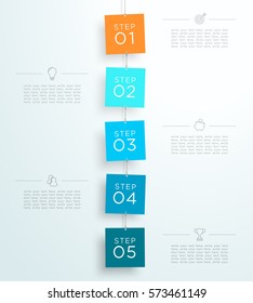 Infographic 5 Steps In 3d Hanging Signs Template B