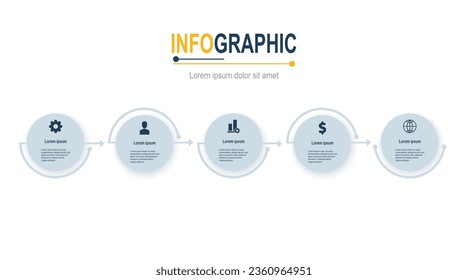Infographic 5 steps Circular template business data info chart illustration