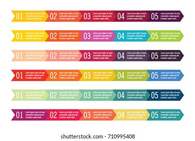 Infographic with 5 steps in different appearances