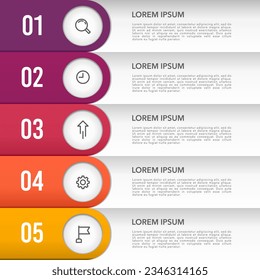 Infographic 5 steps with icons to success. Business presentation. Vector illustration. 