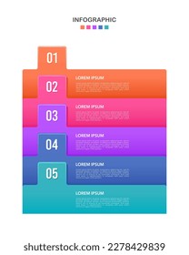 Infographic 5 steps or options vertical. Vector illustration.