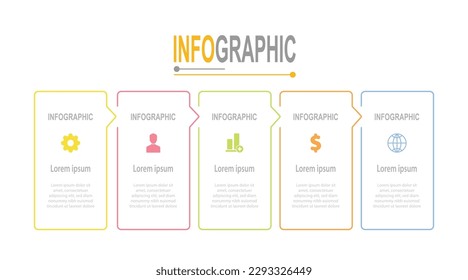 Infographic 5 steps Rectangle template business data info chart illustration