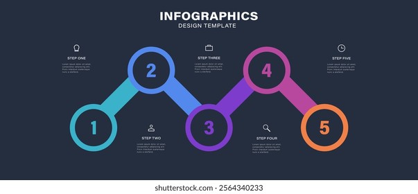 Infographic 5 steps to success. Vector illustration.