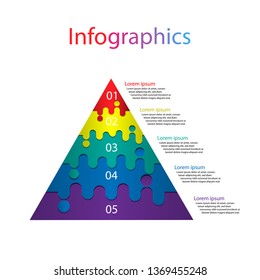 The Infographic 5 Templates Picture Of Triangle Chart In Geometric Style. ( Vector )