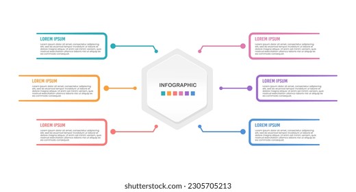 Infographic 6 options for business. Infographic organization. Vector illustration.