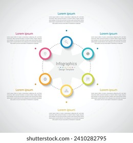 Infographic 6 options design elements for your business data. Vector Illustration.