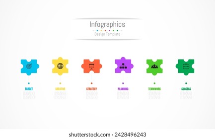 Infographic 6 options design elements for your business data. Vector Illustration.