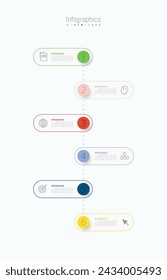 Infographic 6 options design elements for your business data. Vector Illustration.
