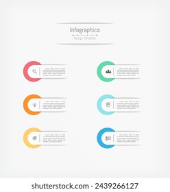 Infographic 6 options design elements for your business data. Vector Illustration.