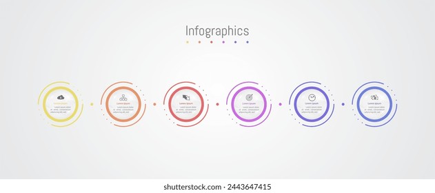 Infographic 6 options design elements for your business data. Vector Illustration.