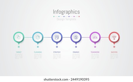 Infografía 6 opciones Elementos de diseño para sus datos de negocio. Ilustración vectorial.