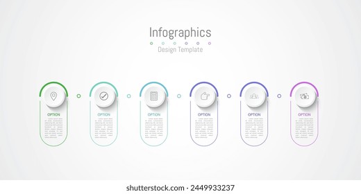 Infographic 6 options design elements for your business data. Vector Illustration.
