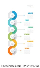 Infographic 6 options design elements for your business data. Vector Illustration.