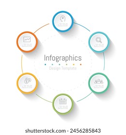 Infographic 6 options design elements for your business data. Vector Illustration.