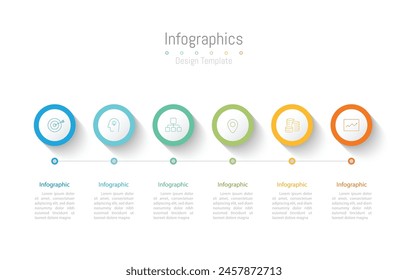 Infographic 6 options design elements for your business data. Vector Illustration.