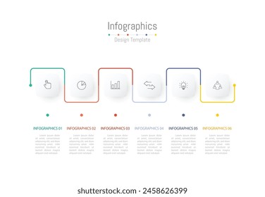 Infographic 6 options design elements for your business data. Vector Illustration.