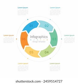 Infografik 6 Optionen Design-Elemente für Ihre Geschäftsdaten. Vektorillustration.