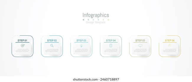 Infographic 6 options design elements for your business data. Vector Illustration.