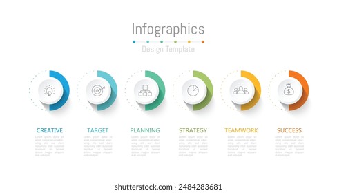 Infographic 6 options design elements for your business data. Vector Illustration.