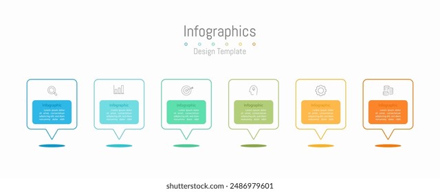 Infographic 6 options design elements for your business data. Vector Illustration.