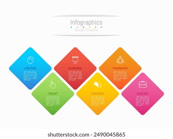 Infographic 6 options design elements for your business data. Vector Illustration.