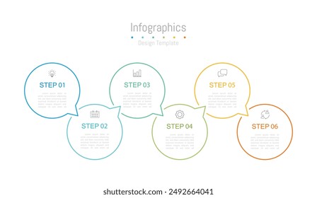 Infographic 6 options design elements for your business data. Vector Illustration.