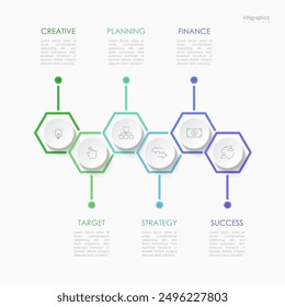 Infographic 6 options design elements for your business data. Vector Illustration.