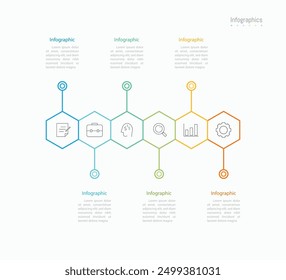 Infographic 6 options design elements for your business data. Vector Illustration.