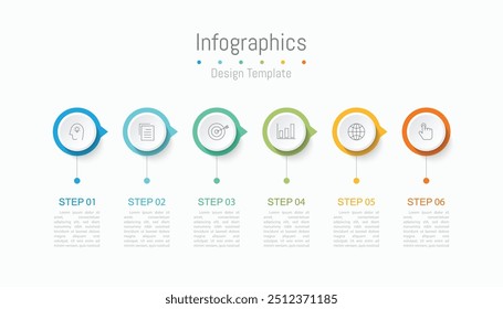 Infographic 6 options design elements for your business data. Vector Illustration.