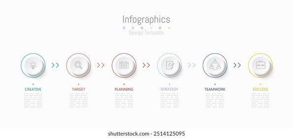 Infographic 6 options design elements for your business data. Vector Illustration.