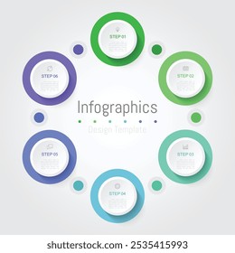 Infographic 6 options design elements for your business data. Vector Illustration.