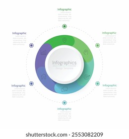 Infographic 6 options design elements for your business data. Vector Illustration.