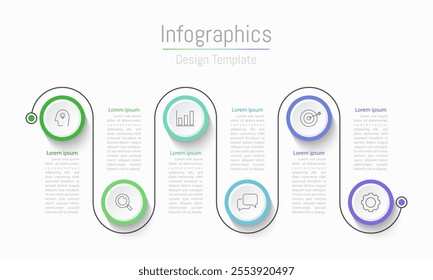 Infographic 6 options design elements for your business data. Vector Illustration.