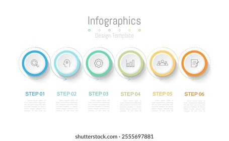 Infographic 6 options design elements for your business data. Vector Illustration.