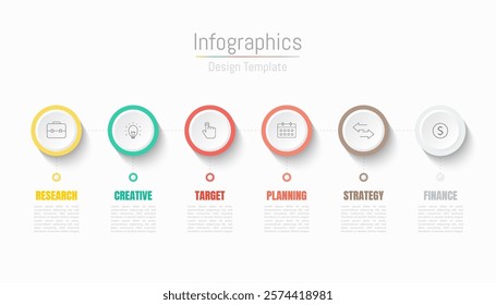 Infographic 6 options design elements for your business data. Vector Illustration.