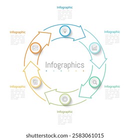 Infographic 6 options design elements for your business data. Vector Illustration.