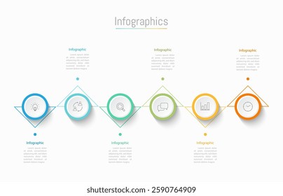 Infographic 6 options design elements for your business data. Vector Illustration.