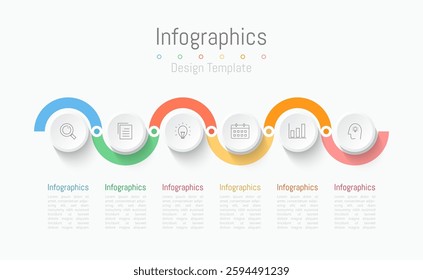 Infographic 6 options design elements for your business data. Vector Illustration.