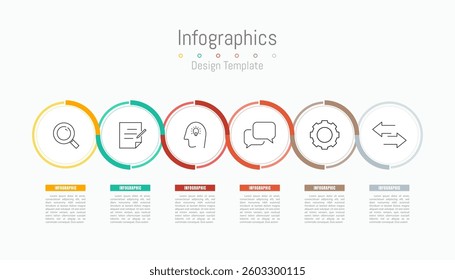 Infographic 6 options design elements for your business data. Vector Illustration.