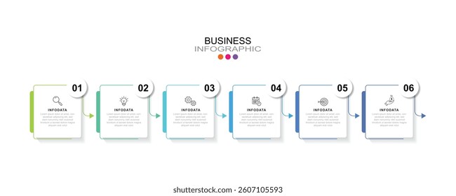 Infographic 6 options design elements for your business data. Vector Illustration