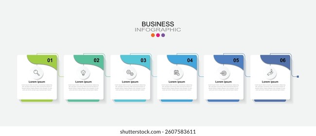  Infographic 6 options design elements for your business data. Vector Illustration