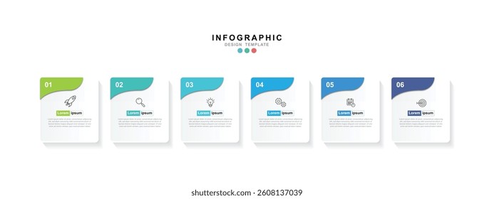  Infographic 6 options design elements for your business data. Vector Illustration