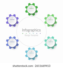 Infographic 6 options design elements for your business data. Vector Illustration.